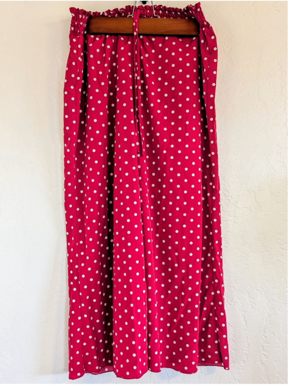 Polka Dot Wide Leg Pants Womens Red Palazzo Pants Elastic Waist Lounge XXL - Picture 3 of 8